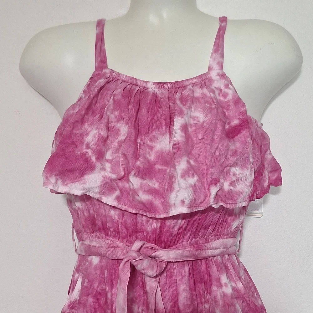 Justise Pink Tie-Dye Jumpsuit  Spaghetti Strap Wide Leg